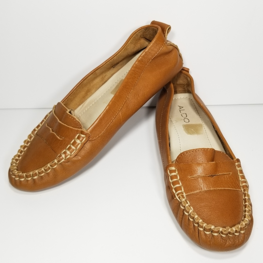 Women's Aldo Suzie Leather Slip-on Mocs Sz 37